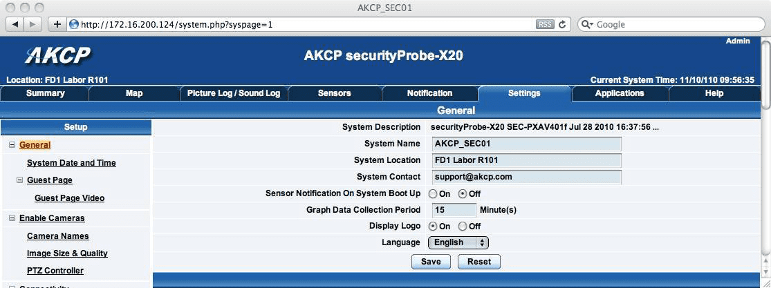 Grundeinrichtung - AKCP SecurityProbe